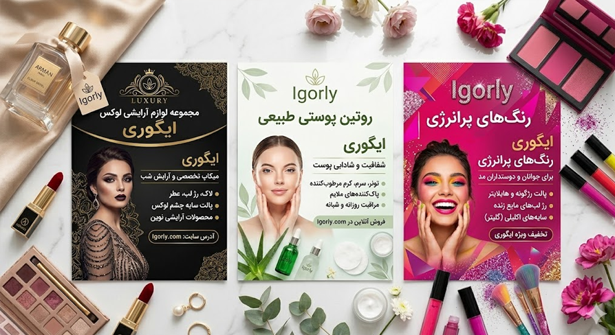 تنوع طرح های لایه باز تراکت لوازم آرایشی