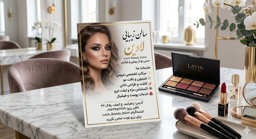 دانلود طرح لایه باز تراکت آرایشگاه زنانه لاکچری