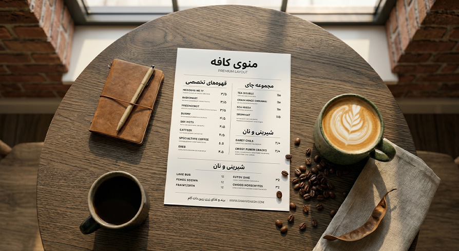 استفاده از طرح لایه باز برای منوی کافی شاپ