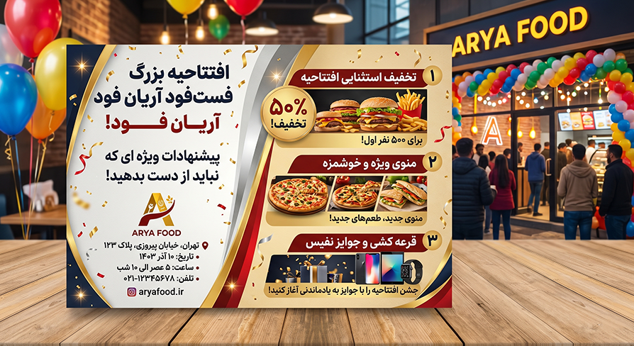 ارائه پیشنهاد ویژه افتتاحیه و متن جذاب در تراکت