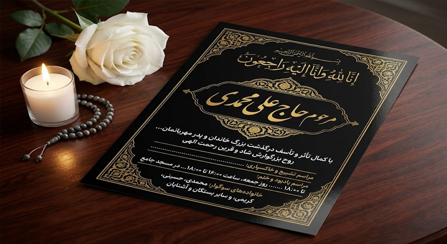 آگهی سالگرد درگذشت پدر چاپ شده روی کاغذ گلاسه