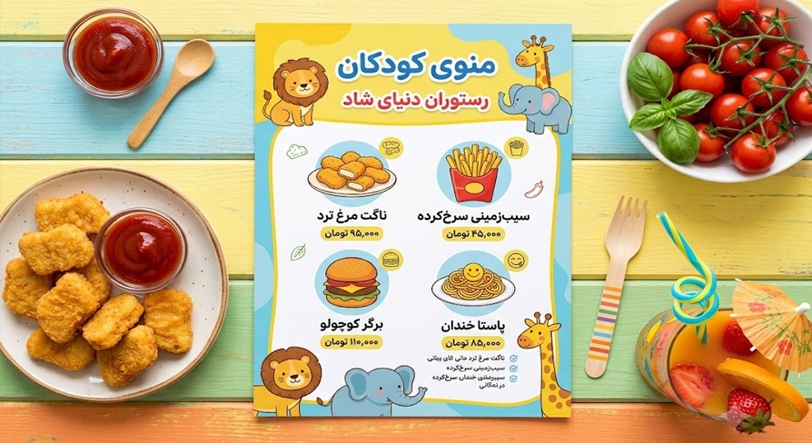 طرح لایه باز منوی کودک در ایگوری گرافیک