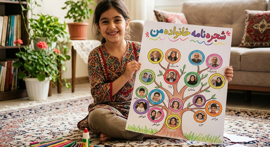 ساخت کاردستی شجره نامه برای تکالیف مدرسه ابتدایی